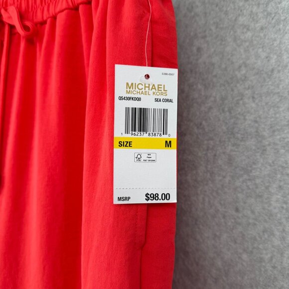 Michael Kors Womens Wide Leg Pant Size M Sea Coral Split Hem Flowy Beachy NEW - Picture 6 of 14